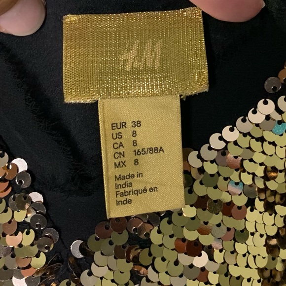 H&M Gold Sequin Camisole Top Lined Size 8 - Picture 6 of 7